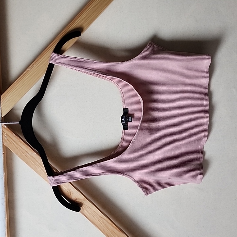 NWOT Ribbed Crop Tank Top Pink Size L